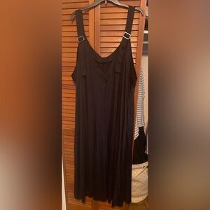 Black Sleeveless Jumpsuit with Buckle Straps